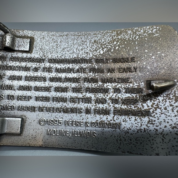 JOHN DEERE Belt Buckle ’THE FURROW’ 1895-1995 - Picture 3 of 5